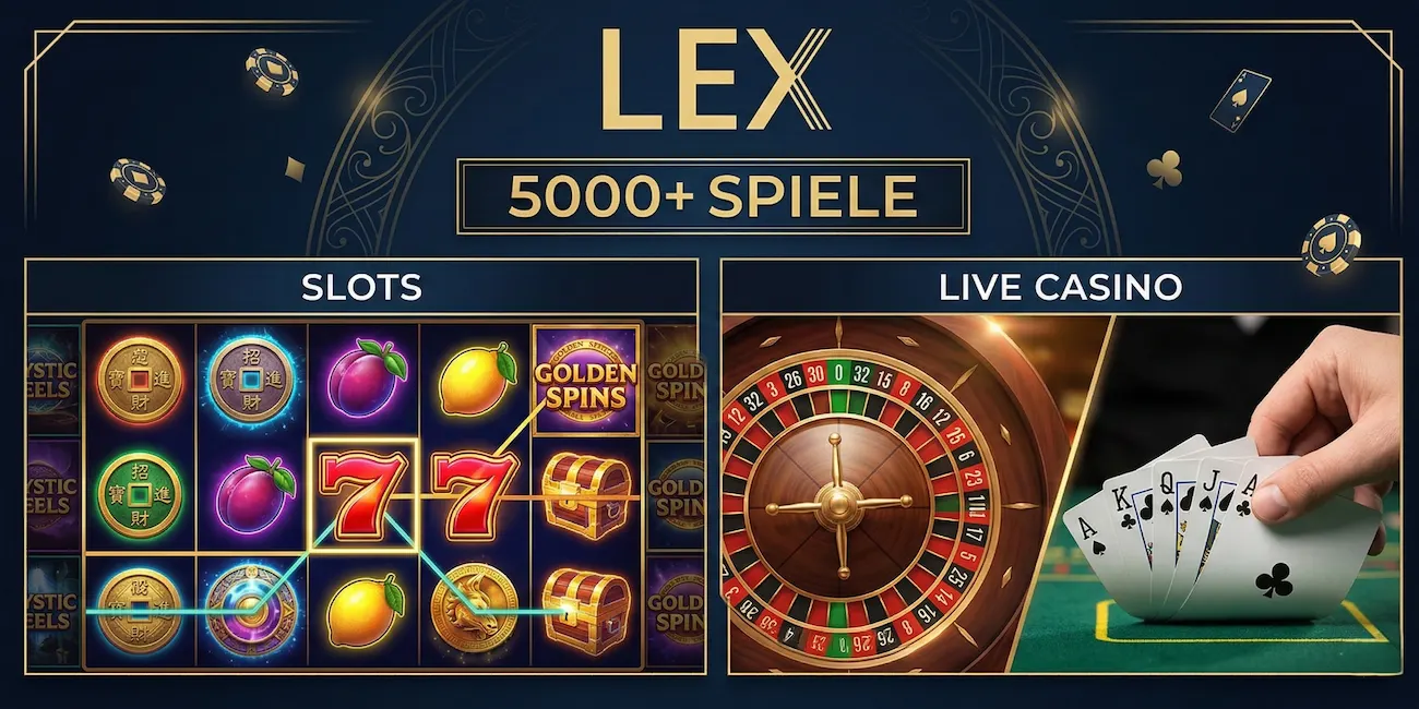 Über 5.000 Casino Spiele, Slots und Live-Dealer-Games im Lex Online Casino